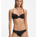 Microfibre thong with lace inserts