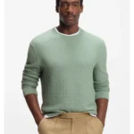 Cotton sweater with knitted structure