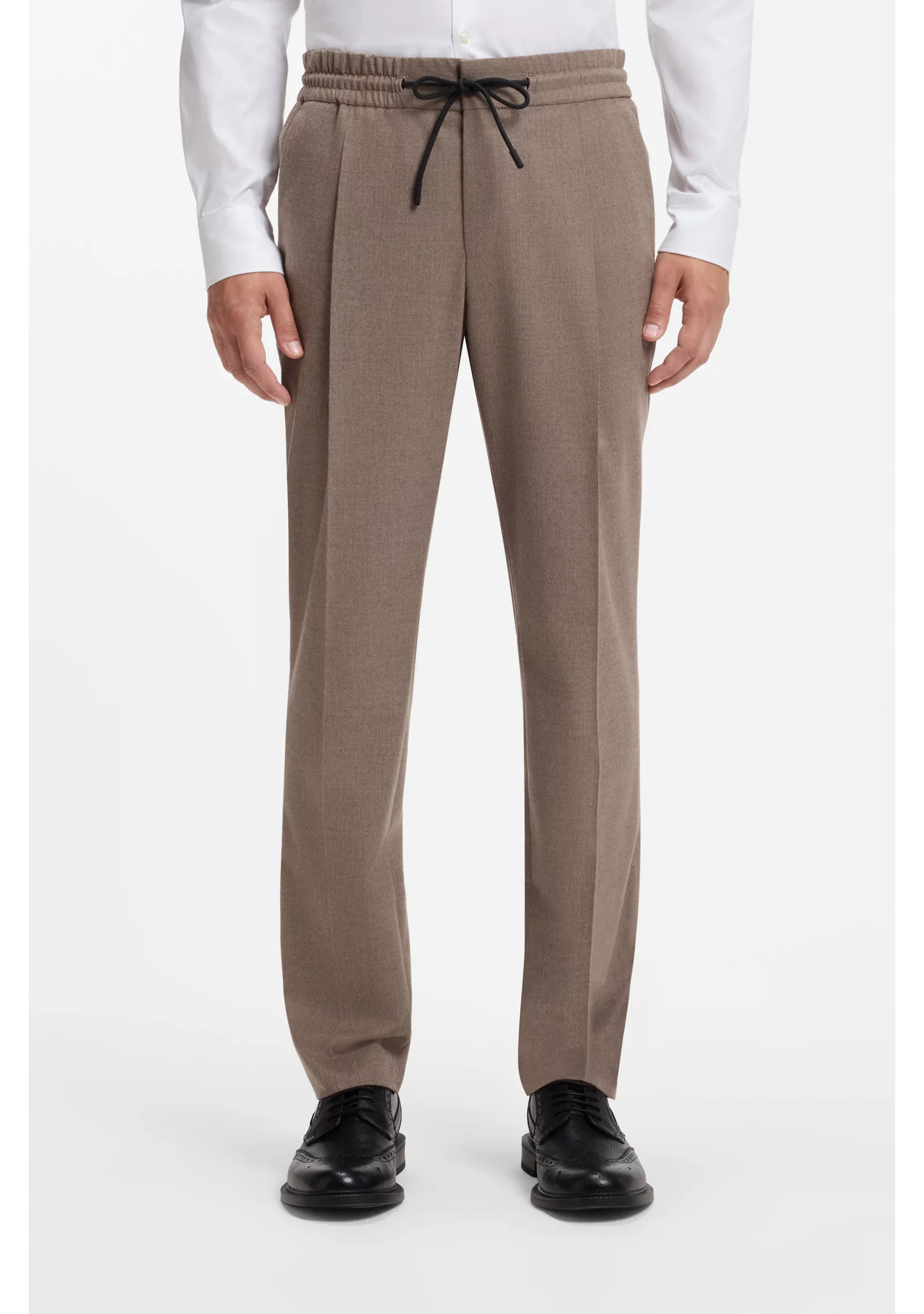 hbeu50547312_223_350 Slim-fit trousers in melange stretch flannel - Image 1