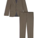 Two-piece slim-fit suit in wool-blend poplin