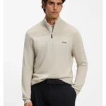 Zip-neck virgin wool-blend sweater with logo