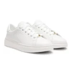 Leather trainers with embossed logos