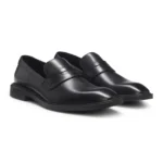 Leather loafers with penny trim