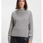 Knitted sweater with ribbed structure