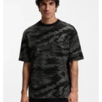 Cotton T-shirt with camouflage jacquard