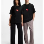 All-gender Cotton-jersey T-shirt with origami-heart prints