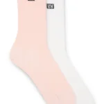 Two-pack of regular-length socks with stacked logos