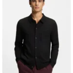 Regular-fit knitted jacket with ribbed trims