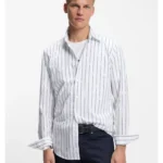 Regular-fit shirt in printed cotton poplin
