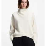 Loose-fit sweatshirt with draped funnel neck