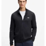 Knitted-cotton cardigan with contrast logo