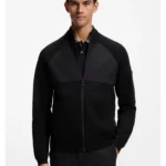 Knitted hybrid jacket with waffle fabric