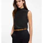 Regular-fit blouse in sandwashed silk with tie neck