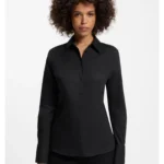 Slim-fit blouse in easy-iron cotton-blend twill
