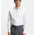 Modern-fit shirt in stretch cotton with concealed placket