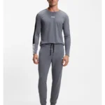 Cotton-blend pyjama set with contrast inserts