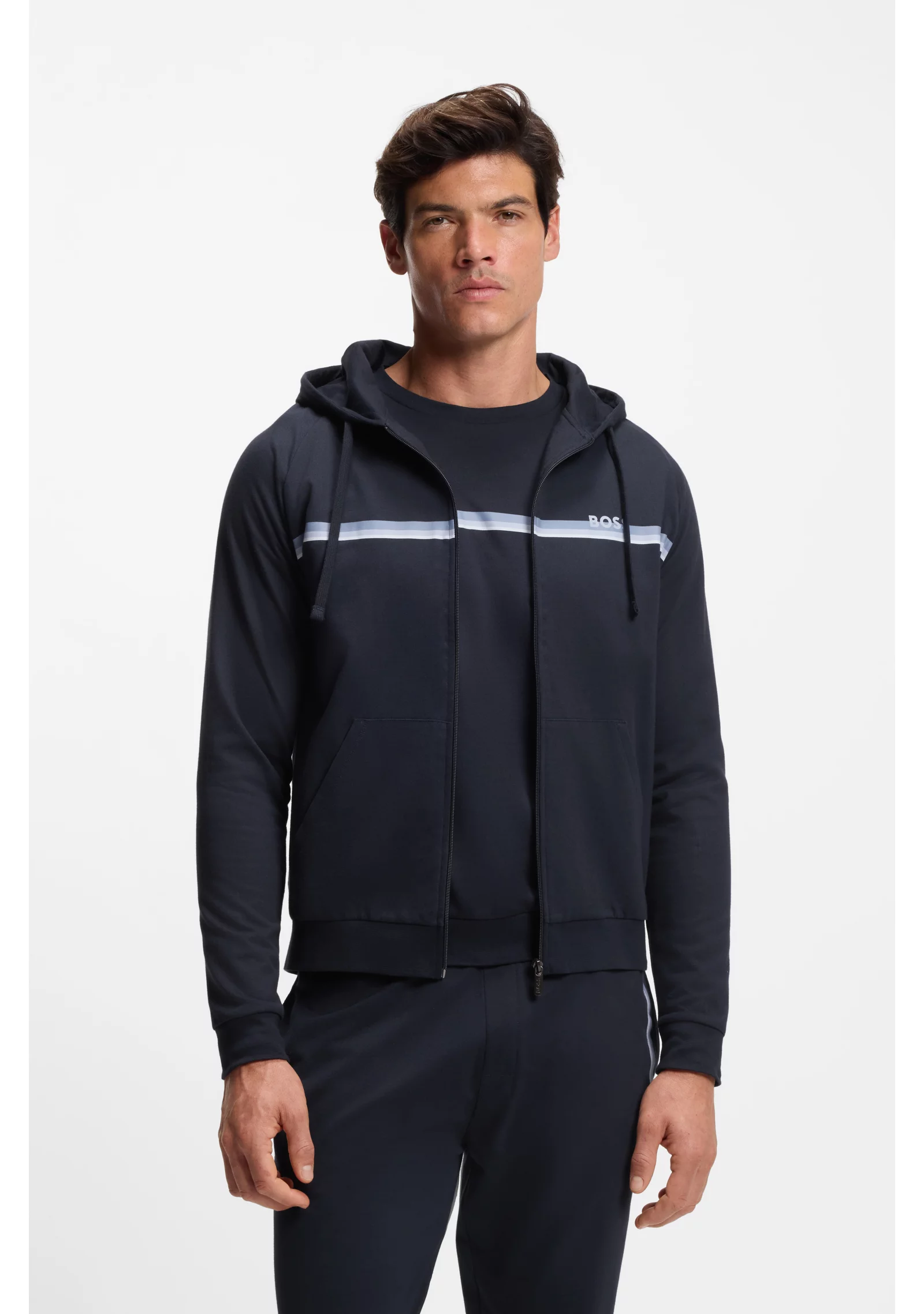hbeu50554785_403_350 Cotton-terry zip-up hoodie with stripes and logo - Image 1