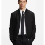 Slim-fit jacket in twill with zip closure