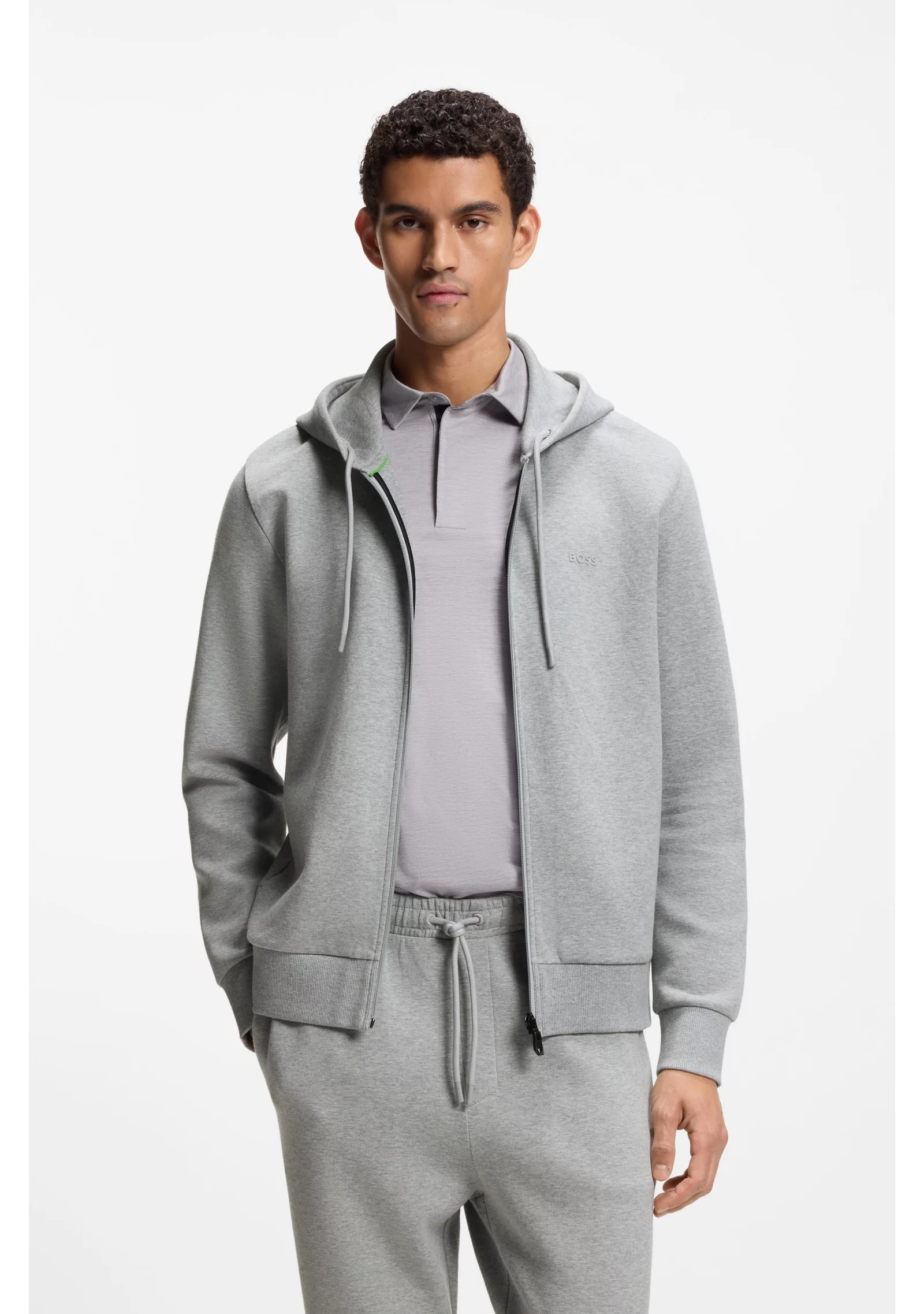 hbeu50555495_042_350 Zip-up hoodie in stretch cotton with logo detail - Image 1