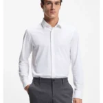 Regular-fit shirt in performance-stretch jersey