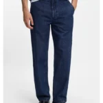 Tapered-fit jeans in blue rigid denim
