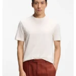Cotton-silk T-shirt with geometric jacquard