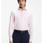 BOSS ONE Slim-fit shirt in striped cotton twill