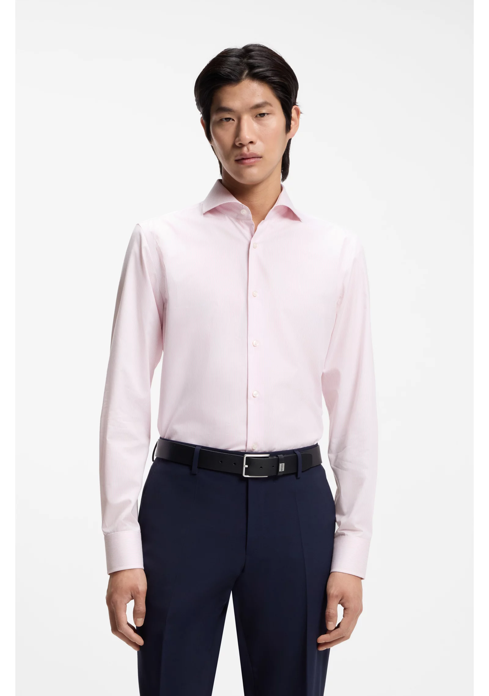 hbeu50555977_684_350 BOSS ONE Slim-fit shirt in striped cotton twill - Image 1