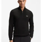 Cotton sweater with quarter zip