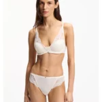 Lace briefs with mesh pleating details