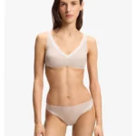 Two-tone thong in stretch jersey
