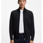 Knitted-cotton cardigan with embroidered logo