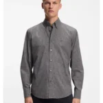 Regular-fit shirt in checked stretch-cotton dobby