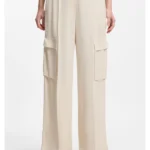 Regular-fit trousers in crepe with cargo pockets
