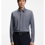 Regular-fit shirt in performance-stretch Oxford jersey