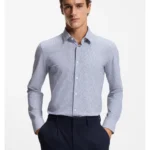 Slim-fit shirt in printed performance-stretch jersey