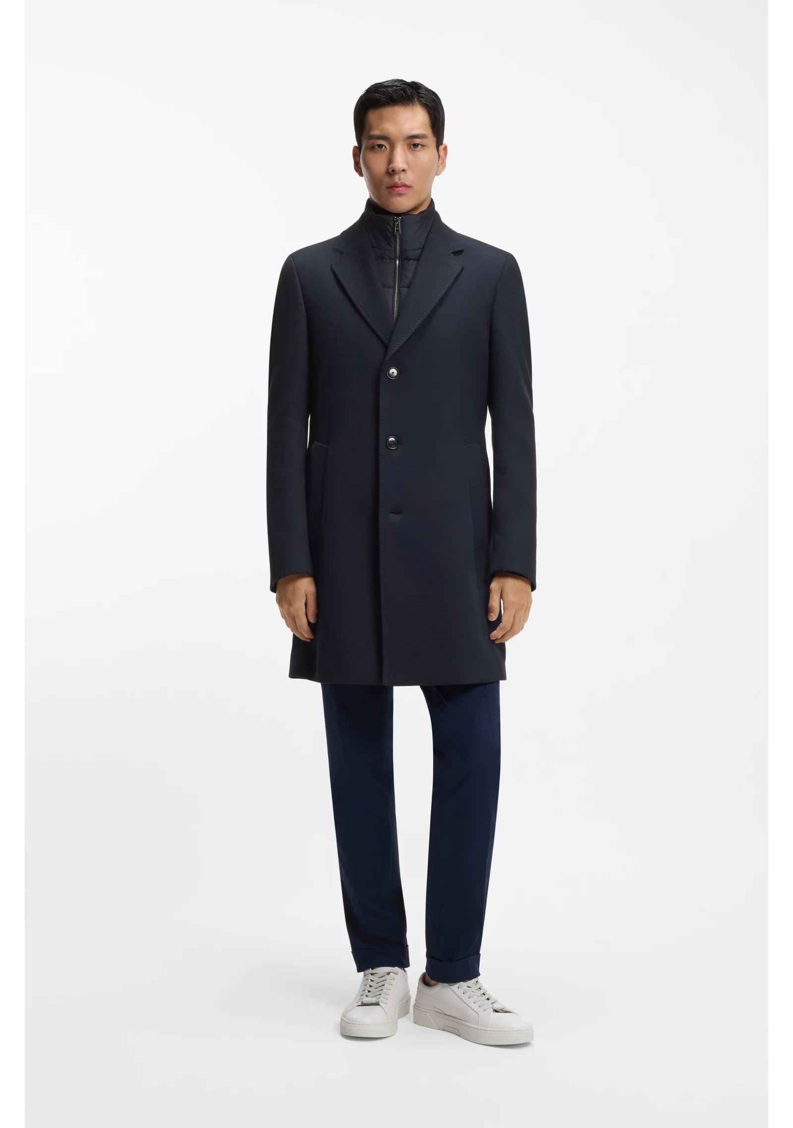 hbeu50556711_404_350 Slim-fit cotton-blend coat with detachable padded inner - Image 1