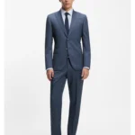 Two-piece regular-fit suit in striped virgin wool