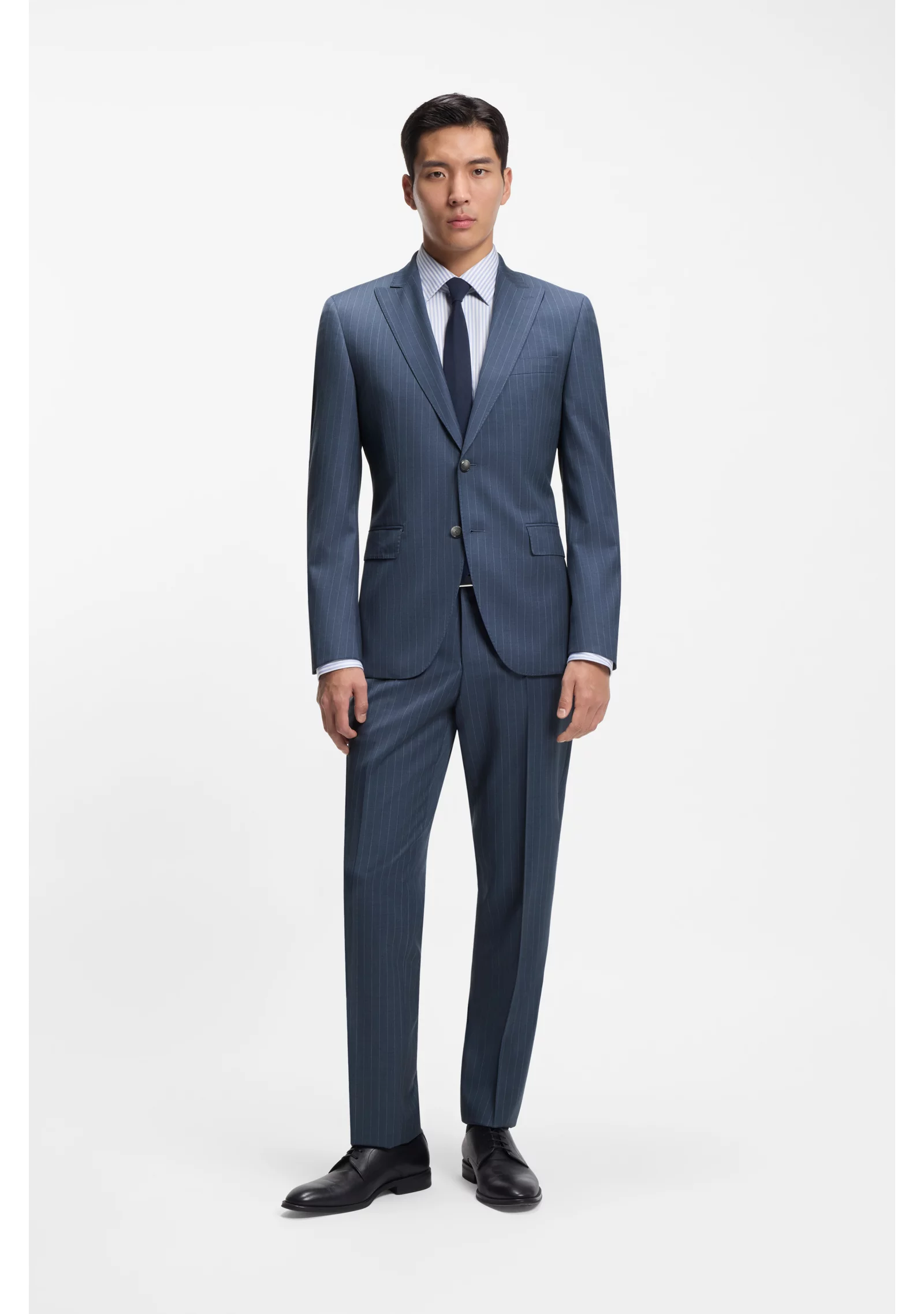 hbeu50557245_468_300 Two-piece regular-fit suit in striped virgin wool - Image 1