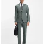 Two-piece slim-fit suit in micro-patterned stretch cloth
