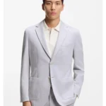 Regular-fit blazer in a herringbone cotton blend