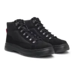Hybrid boots in suede and canvas
