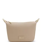 Grained faux-leather shoulder bag with gold-tone hardware