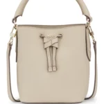 Leather bucket bag with logo lettering