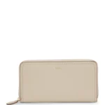 Ziparound wallet in grained leather with metallic logo lettering