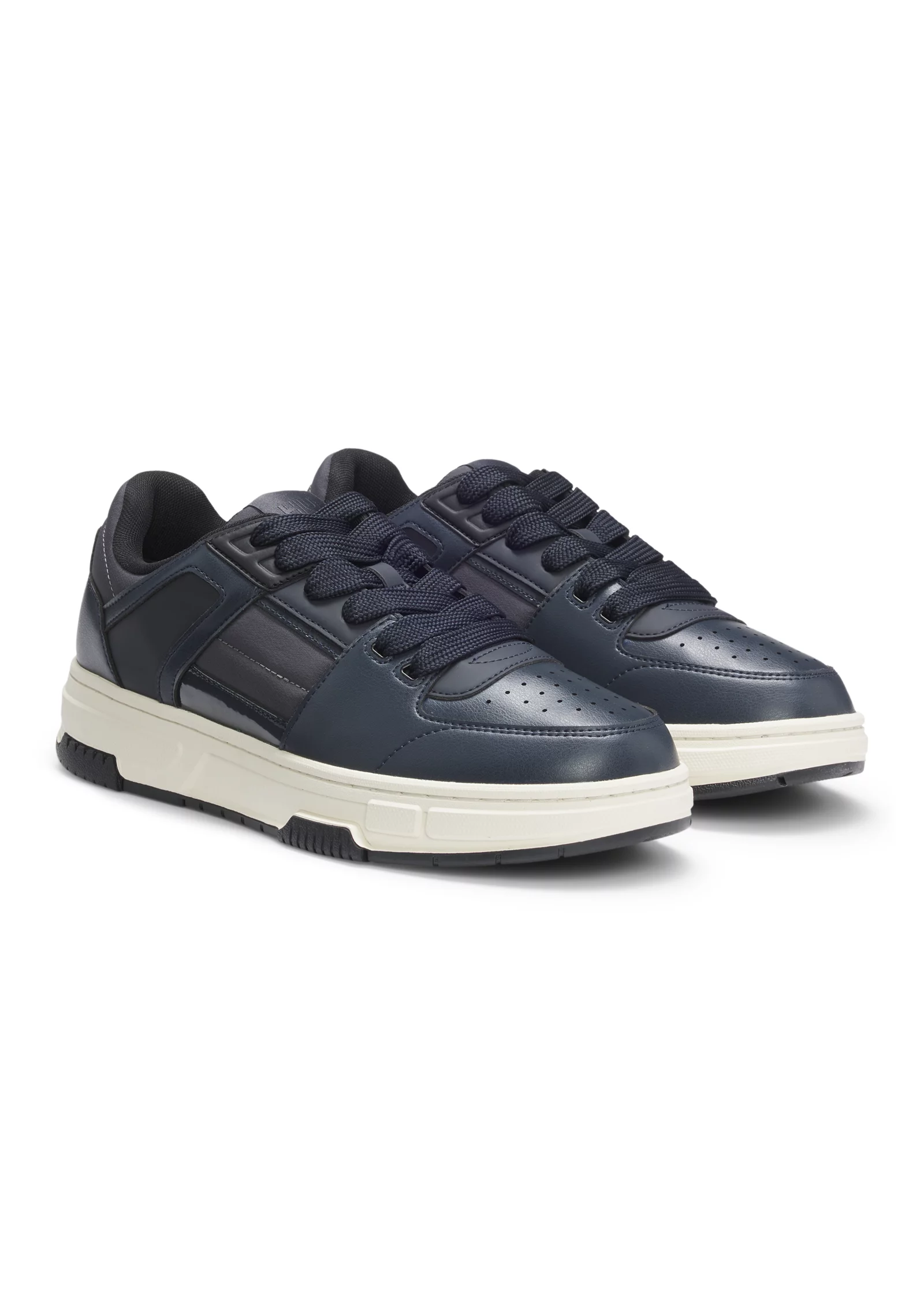 hbeu50558018_401_200 Lace-up trainers with patent trims - Image 1