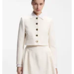 Regular-fit blazer in cotton-blend bouclé