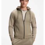 Mixed-material knitted jacket with jacquard graphic