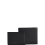 Logo-trimmed leather wallet and card holder gift set
