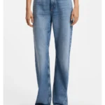 High-waisted regular-fit jeans in blue rigid denim